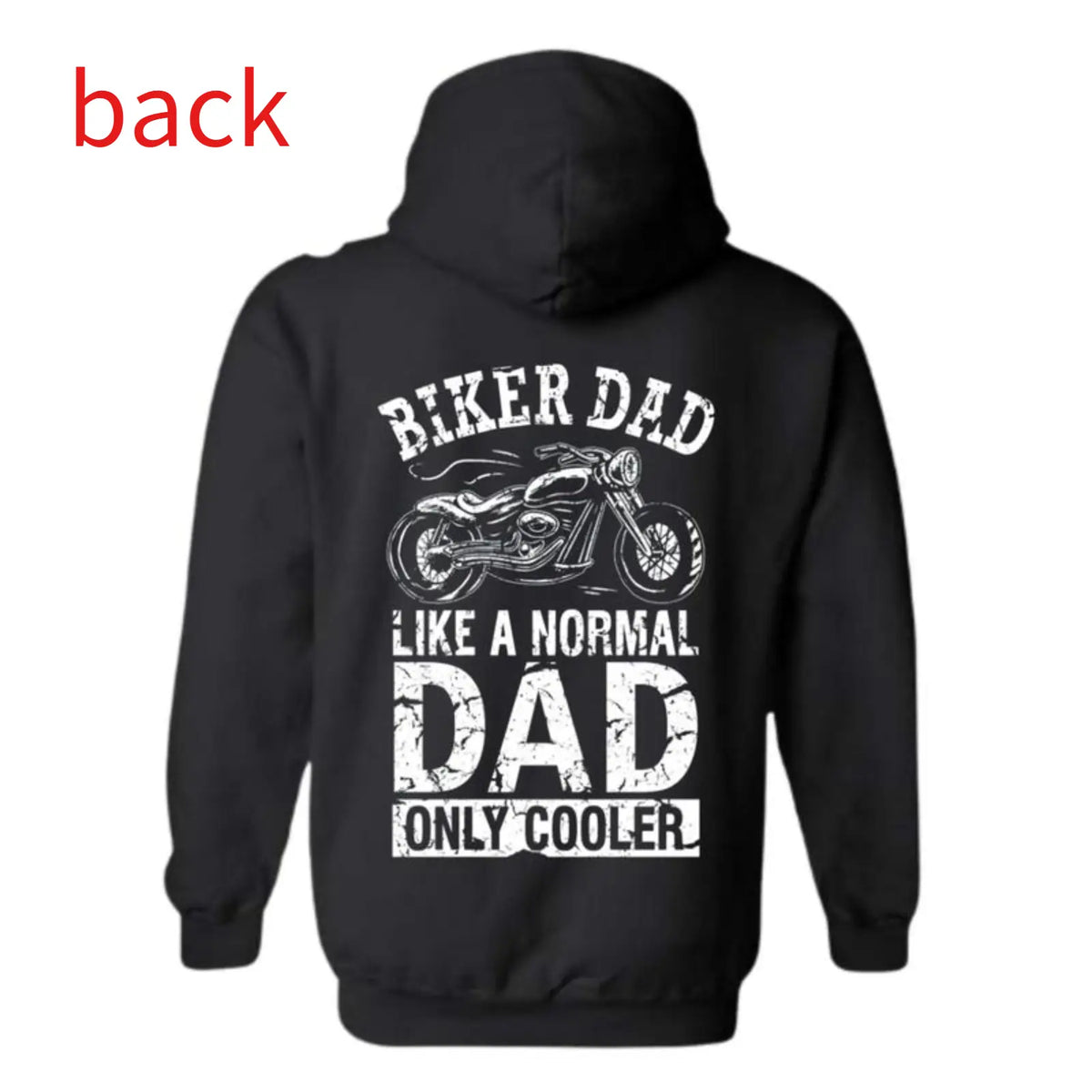 Unisex Biker Dad Graphic Pullover Hoodie Top - Classic Loose Apparel, Soft Sweatshirt with Vivid Print, Customized Sleeves, Motorcycle Casual Wear, Father’s Day Gift for Riders
